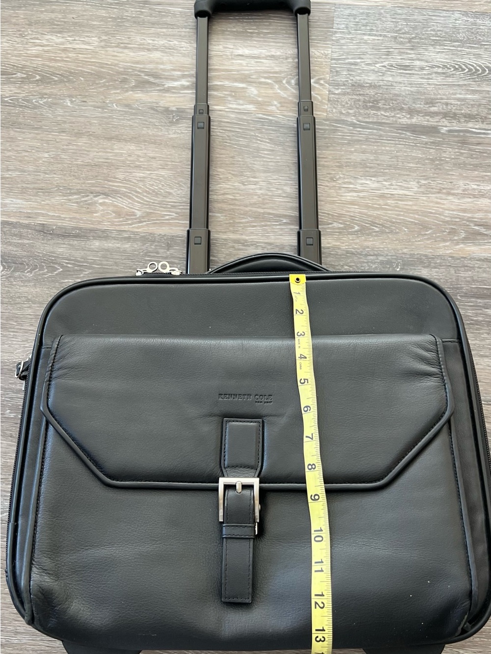 Kenneth Cole Black Leather Laptop Briefcase with wheels